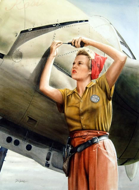 "Rosie and the Fork-Tailed Devil" - Don Feight - World War II Aviation Art